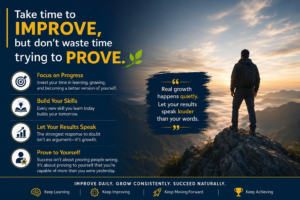 Take time to IMPROVE, but don’t waste time trying to PROVE.